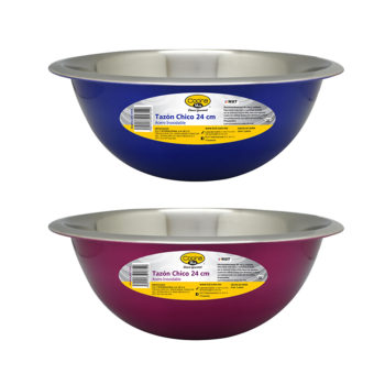 BOWL DE ACERO INOXIDABLE AZUL/FUCSIA